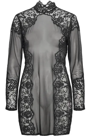 Hunkemöller Sd Ls Lace Mya Yöpaita Black