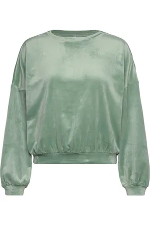 Hunkemöller Top Ls Velours Crew Toppi Green