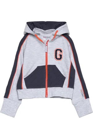 Geggamoja College Zip Hoodie Grey Mel Tops Sweat-shirts & Hoodies Hoodies Grey