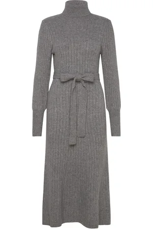 VERO MODA Vmaurelia Ls Rollneck 7/8 Knit Dress Vma Polvipituinen Mekko Grey