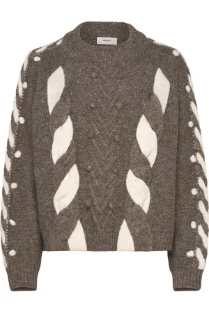 Object Objravi Re L/S Knit Pullover Cc1 Aw Tops Knitwear Jumpers Brown