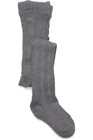 Geggamoja Cable Knitted Stockings Grey Melange Sukkahousut Grey