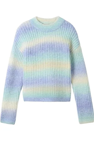 TOM TAILOR Cropped Color Run Knit Tops Knitwear Pullovers Blue