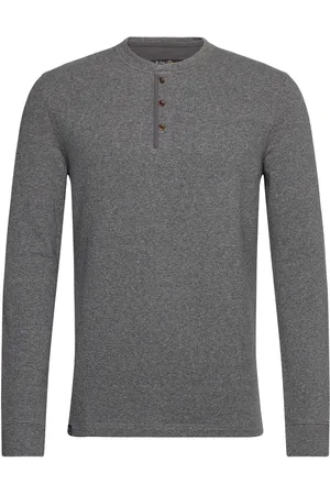 Superdry Merchant Grandad Top Tops T-shirts Long-sleeved Grey