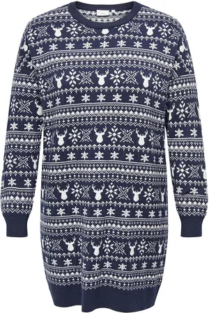 ONLY Carxmas Winter Ls O-Neck Dress Knt Polvipituinen Mekko Navy