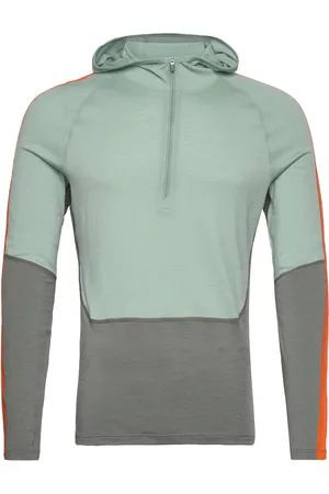 Icebreaker M Mer 200 S Bula Ls Half Zip Hood Sport Sport Clothing Sport Base Layers Sport Base Layer Tops Green