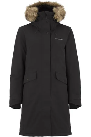 Didriksons Emma Wns Parka Vuorillinen Takki Topattu Takki Black