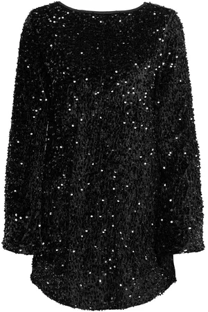 ONLY Onlanika Sequins Ls Bow Dress Wvn Lyhyt Mekko Black