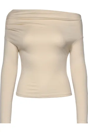Gina Tricot Asymmetric Top Tops T-shirts & Tops Long-sleeved Cream