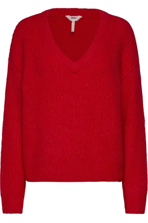 Object Objmilu Ls Lo V-Neck Knit E Au 24 Tops Knitwear Jumpers Red