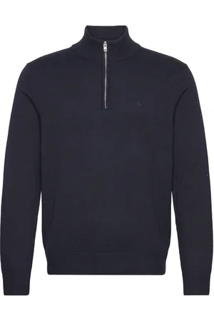 Abercrombie & Fitch Anf Mens Sweaters Tops Knitwear Half Zip Jumpers Navy