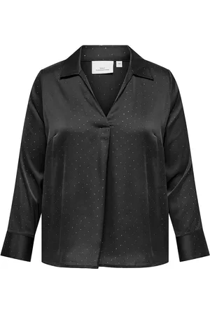 ONLY Carluar L/S V-Neck Shirt Wvn Tops Shirts Long-sleeved Black