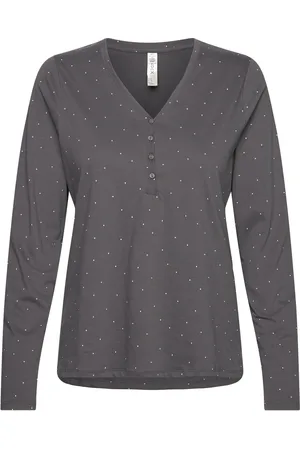 Lindex Henley Top Aop Dots Toppi Grey