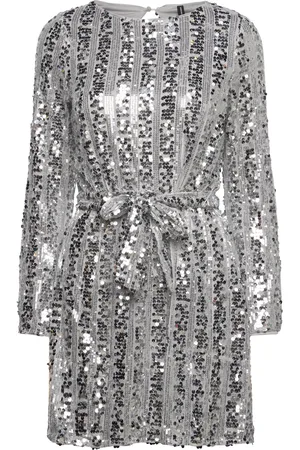 VERO MODA Vmefa Ls Short Dress Jrs Lyhyt Mekko Silver