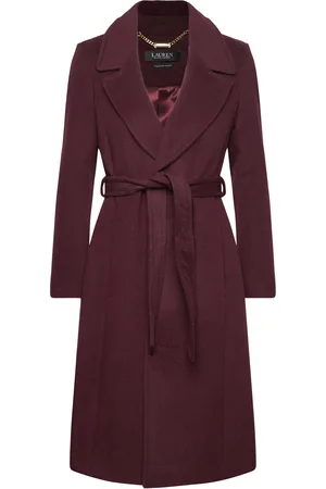 Ralph Lauren Cashmere Blend-Wool Wrap 42" Villakangastakki Pitkä Takki Burgundy