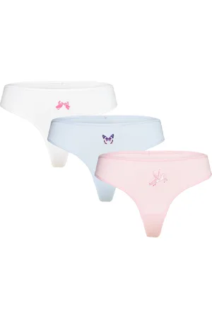 Monki 3-Pack Printed Rib Cotton Thongs Stringit Alusvaatteet White