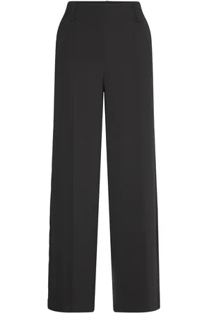 MANGO Straight-Fit Pleated Trousers Bottoms Trousers Straight Leg Black