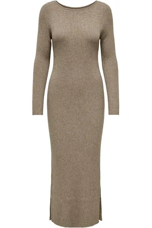 ONLY Onlkatia Ls Maxi Boatn Dress Cc Knt Maksimekko Juhlamekko Beige