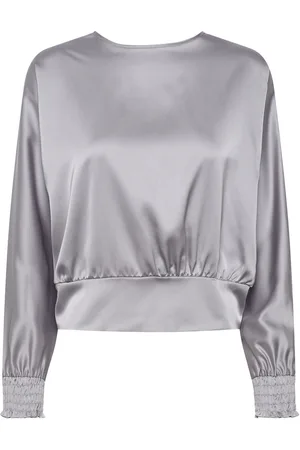 Noella Krista Blouse Tops Blouses Long-sleeved Silver