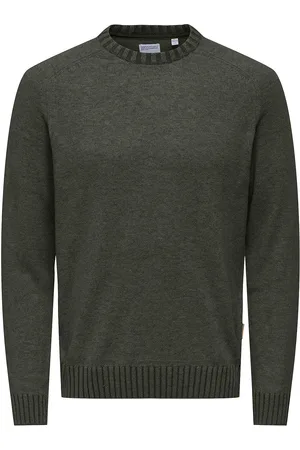 Only & Sons Onseddy Reg 7 Wool Crew Knit Tops Knitwear Round Necks Khaki Green