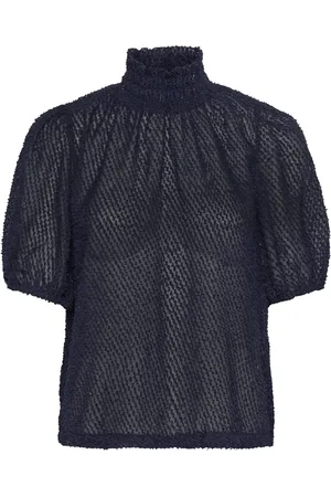 Saint Tropez Helmasz Ss Blouse Tops Blouses Short-sleeved Navy