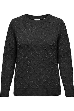 ONLY Caralba L/S Glitter O-Neck Knt Tops Knitwear Jumpers Black