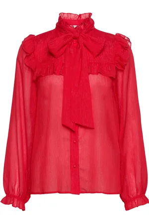 Pulz jeans Pzleah Ls Shirt Tops Blouses Long-sleeved Red