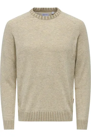 Only & Sons Onseddy Reg 7 Wool Crew Knit Tops Knitwear Round Necks Beige