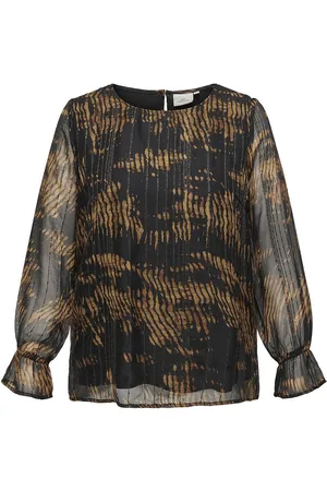 ONLY Carazelea L/S O-Neck Top Aop Tops Blouses Long-sleeved Black