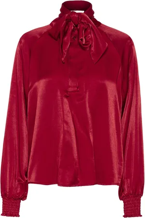 My Essential Wardrobe Estellemw Scarf Blouse Tops Blouses Long-sleeved Red