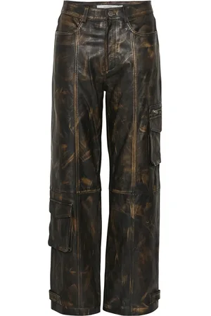 Gestuz Lineragz Pants Bottoms Trousers Leather Leggings-Housut Black