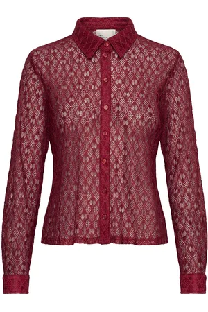 My Essential Wardrobe Violamw Lace Shirt Tops Shirts Long-sleeved Burgundy