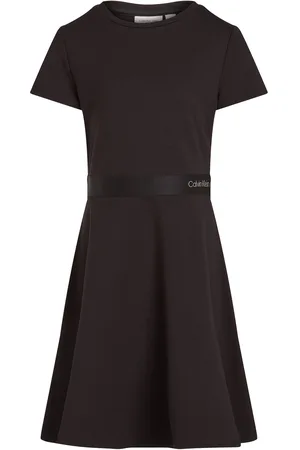 Calvin Klein Logo Tape Ss Punto Dress Dresses & Skirts Dresses Casual Dresses Short-sleeved Casual Dresses Black