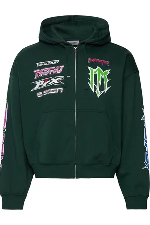 Weekday Boxy Graphic Zip Hoodie Tops Sweat-shirts & Hoodies Hoodies Green