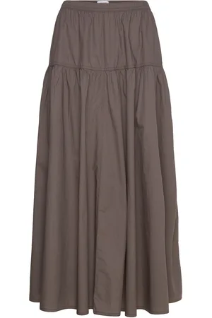 Weekday Maxi Cotton Skirt Skirts Maxi Skirts Brown
