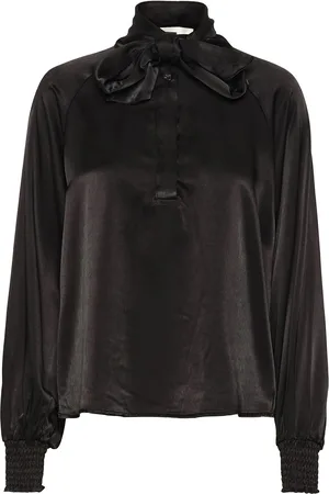 My Essential Wardrobe Estellemw Scarf Blouse Tops Blouses Long-sleeved Black