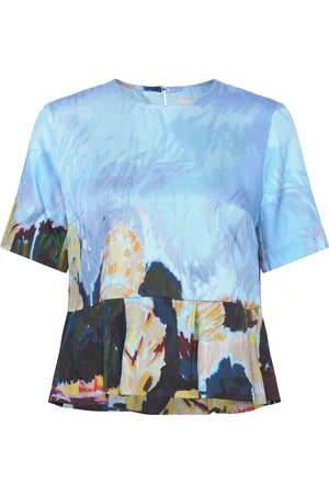 Munthe Solus Tops Blouses Short-sleeved Blue