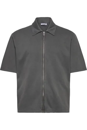 Weekday Short Sleeve Zip Shirt Tops Shirts Short-sleeved Grey