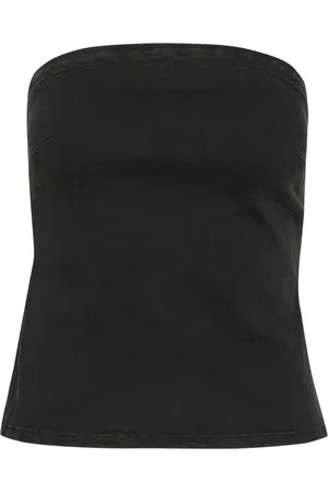 My Essential Wardrobe Ayomw 170 Rhinest Denim Top Tops Blouses Sleeveless Black