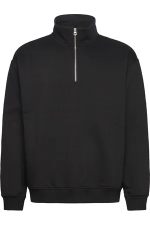 Weekday Relaxed Heavy Half Zip Sweater Tops Sweat-shirts & Hoodies Sweat-shirts Black