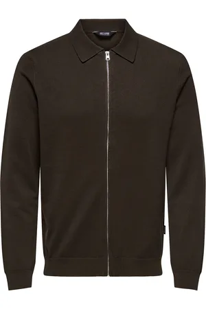 Only & Sons Onswyler Life Reg 14 Full Zip Shirt Knit Tops Knitwear Full Zip Jumpers Brown