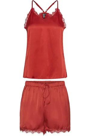 Pieces® Pcanovi Satin Nightwear Set Toppi Red
