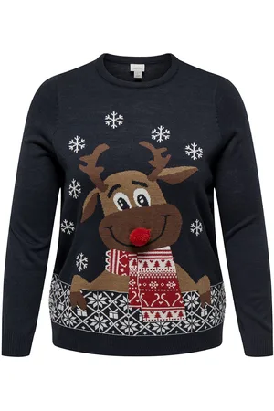 ONLY Carxmas Ls O-Neck Mix Detail Box Knt Tops Knitwear Jumpers Navy