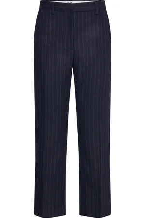 DAY Birger et Mikkelsen Classic Lady - Woolen Pinstripe Bottoms Trousers Straight Leg Navy