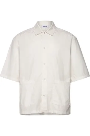 Weekday Relaxed Short Sleeve Cotton Shirt Tops Shirts Short-sleeved White