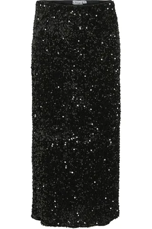 VILA Vifaith Hw Midi Sequin Skirt/Vol Skirts Knee-length & Midi Skirts Black