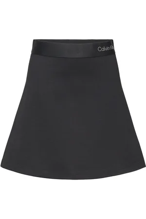 Calvin Klein Logo Tape Flare Punto Skirt Dresses & Skirts Skirts Short Skirts Black