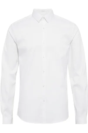 Lindbergh Small Collar, Tailor Fit Cotton Shi Tops Shirts Business White