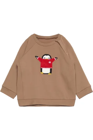 Benetton Sweater L/S Tops Sweat-shirts & Hoodies Sweat-shirts Beige