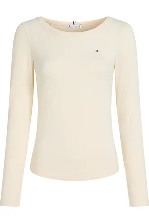 Tommy Hilfiger Slim 5X2 Rib O-Nk Ls Tops Knitwear Jumpers Cream